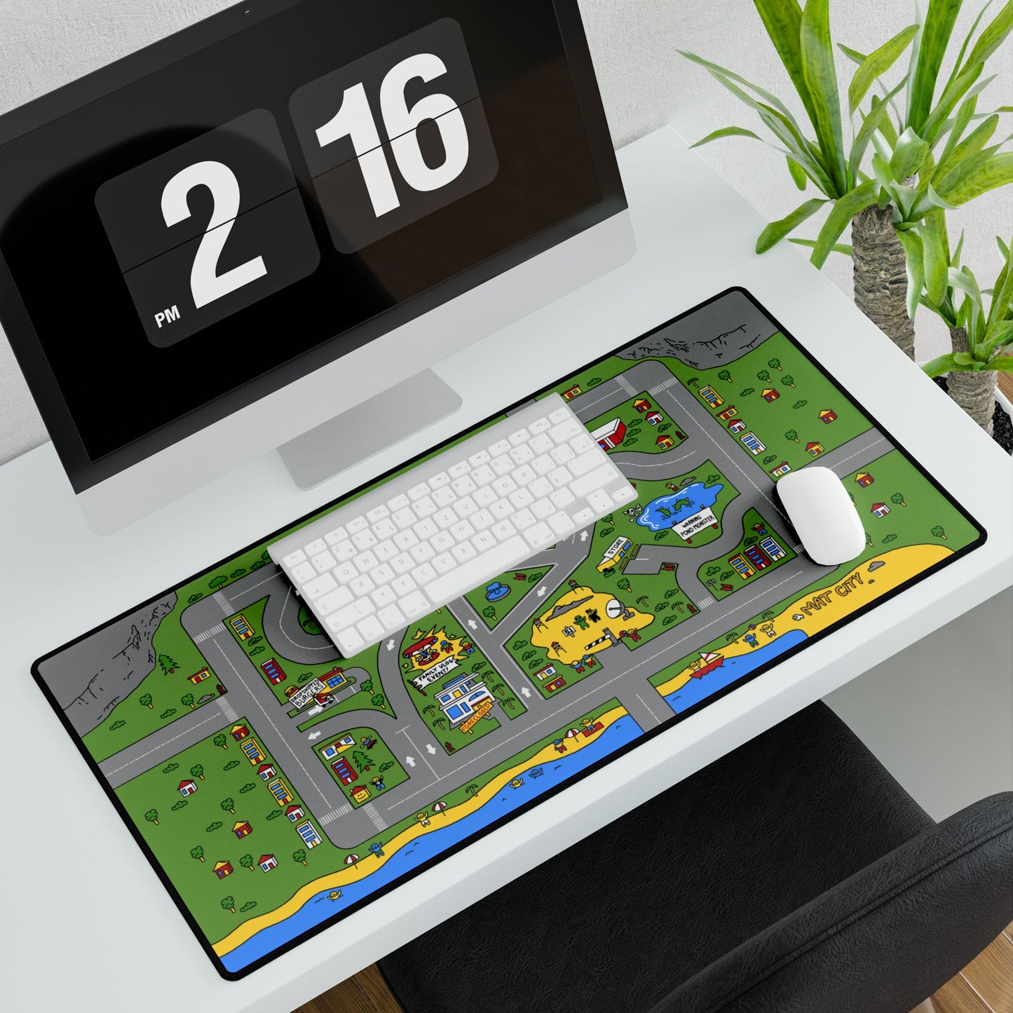 A large Atozy Mouse Pad laid out on a clean, modern desk setup with a keyboard and mouse.