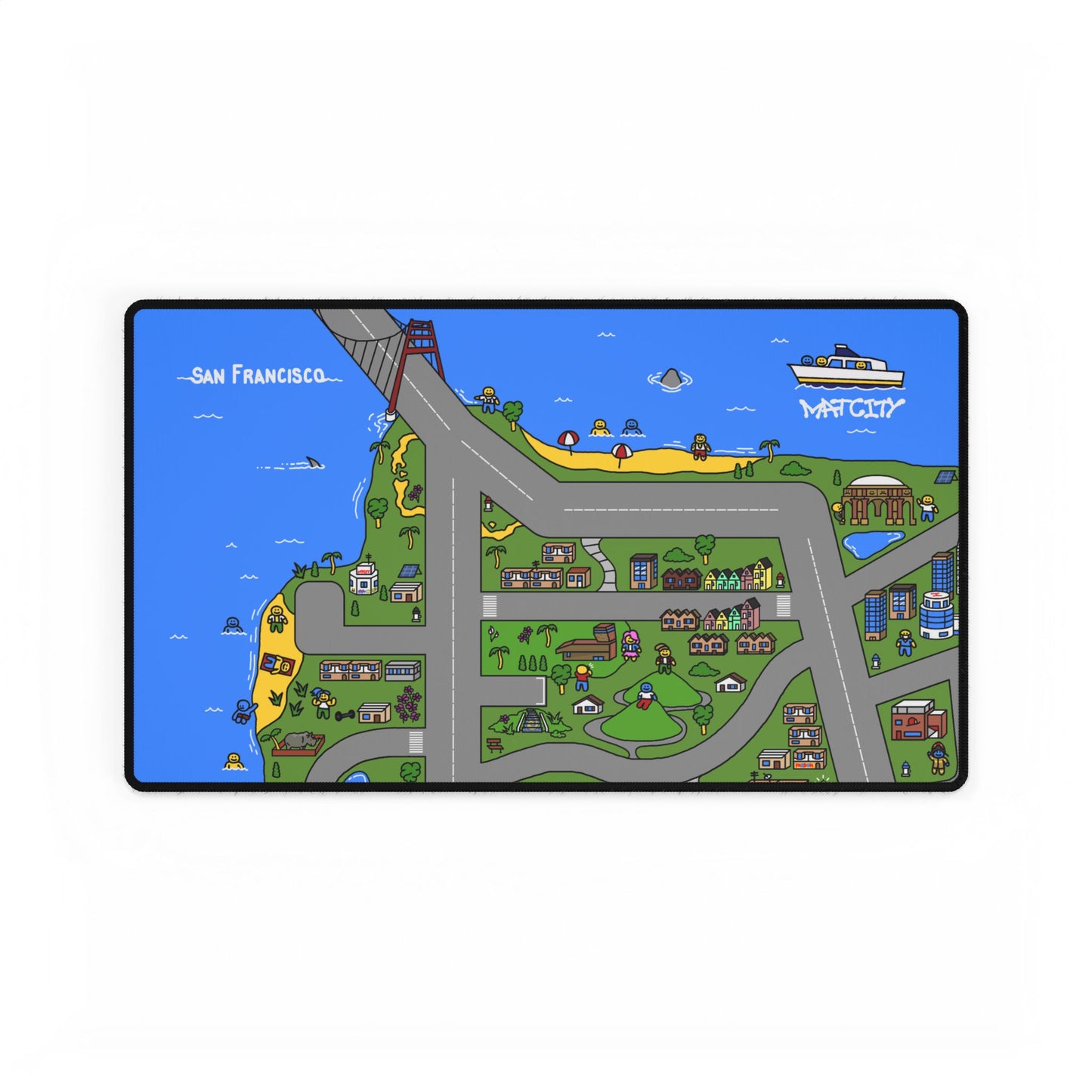 The medium Matcity San Francisco Mouse Pad, displaying intricate details of the city map design in vibrant colors.
