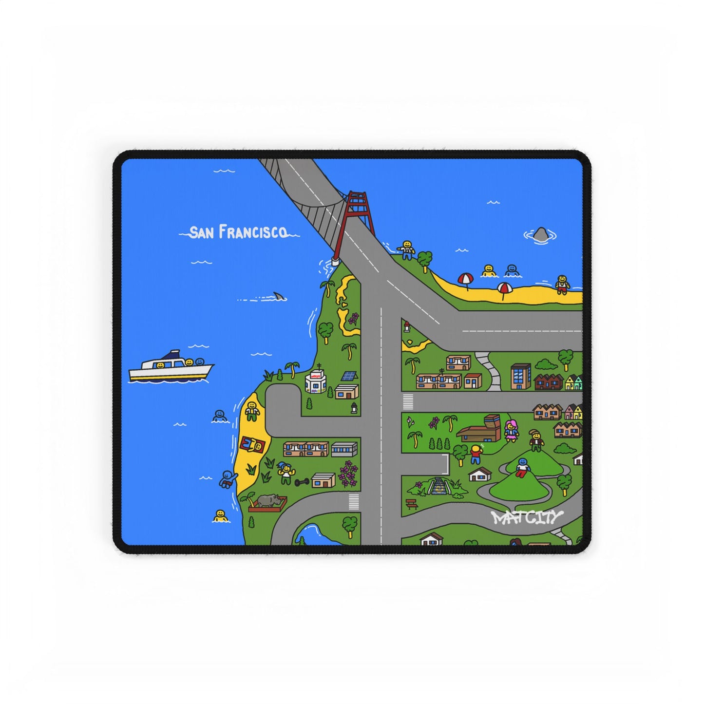 The small Matcity San Francisco Mouse Pad, highlighting the detailed map design featuring San Francisco landmarks.