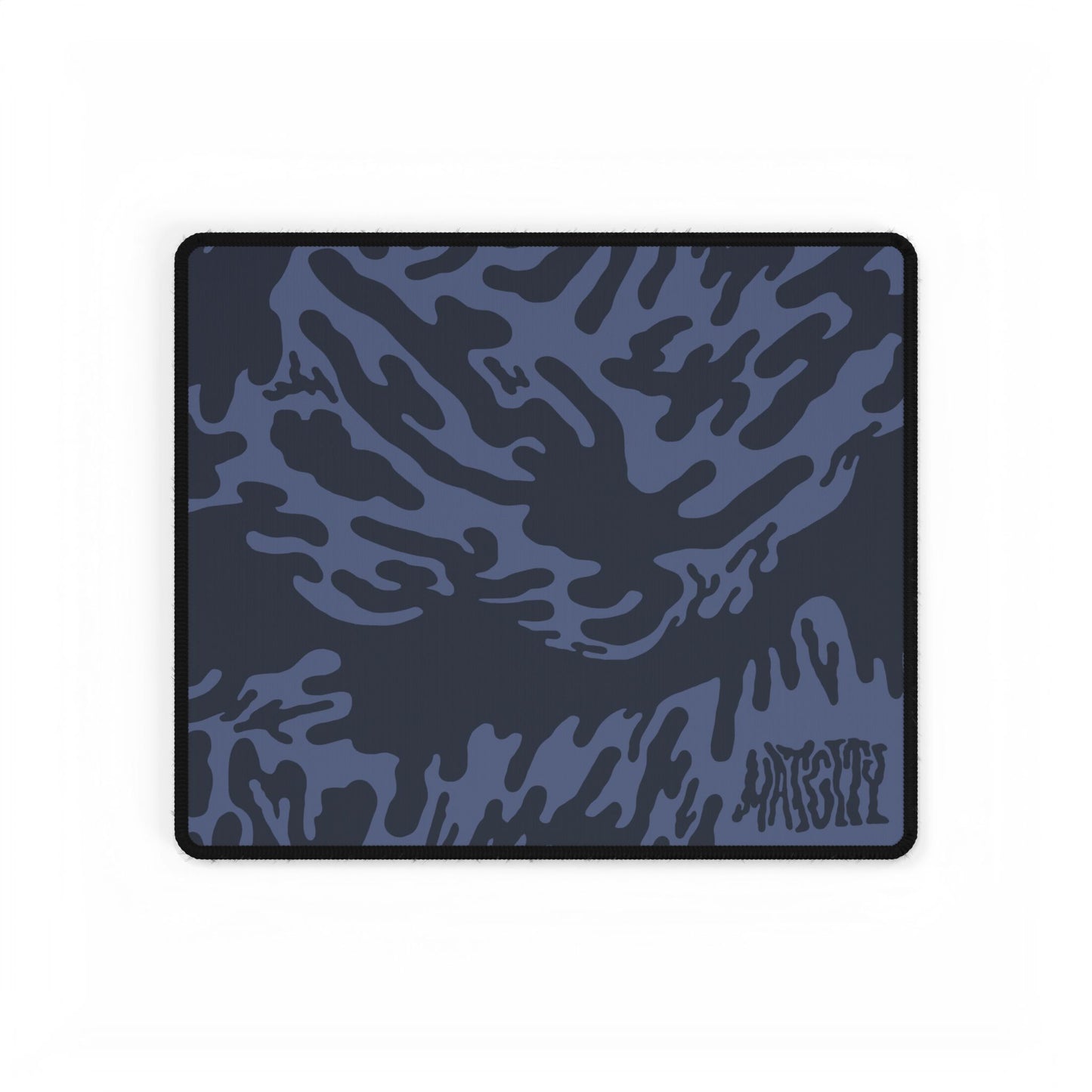 Blue Tieger camouflage patterned mouse pad small and a Matcity  brand logo on a white background