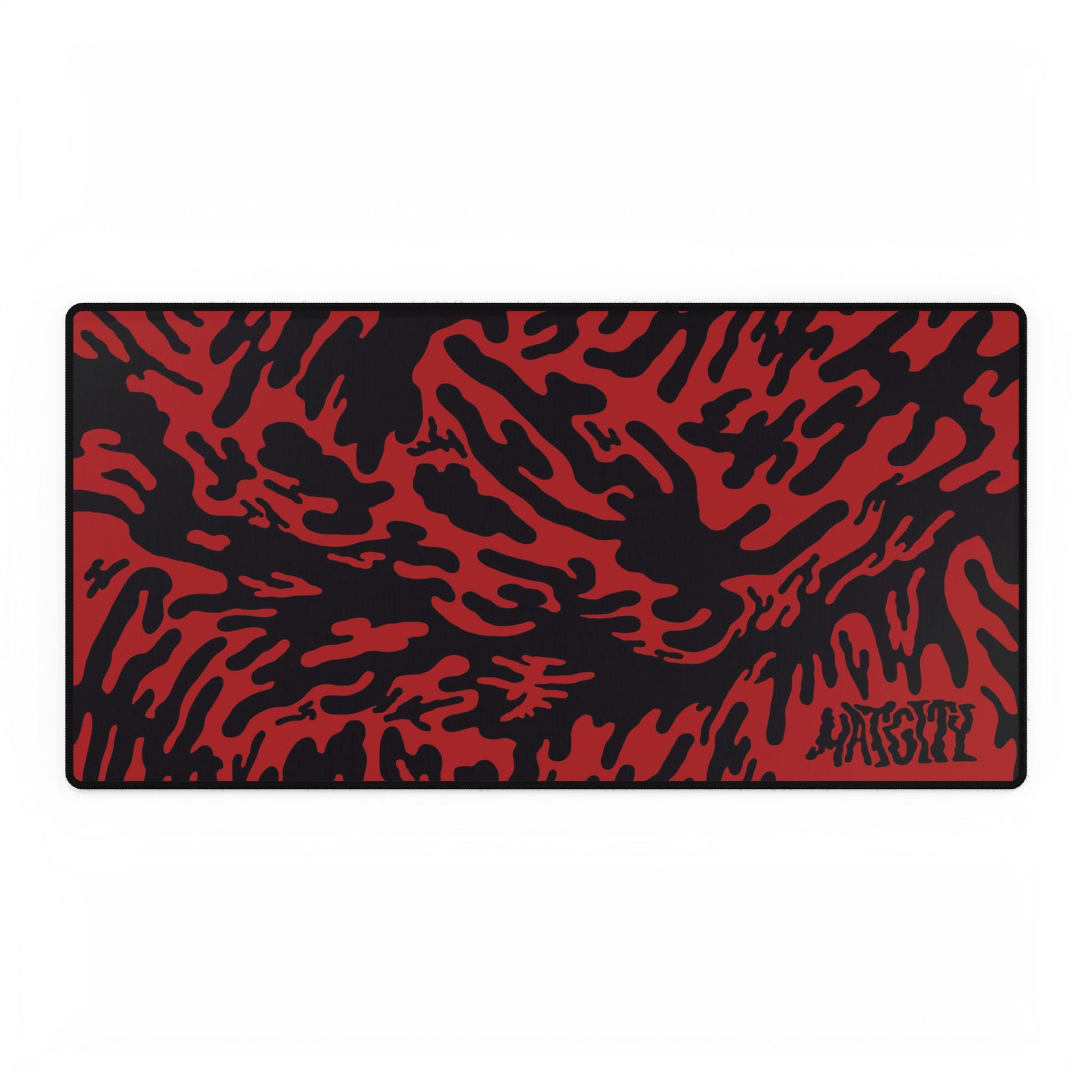Red Tieger camouflage patterned mouse pad large with a Matcity brand logo on a white background