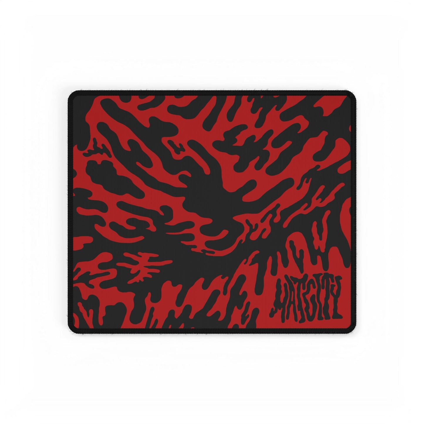 Red Tieger camouflage patterned mouse pad small and a Matcity  brand logo on a white background