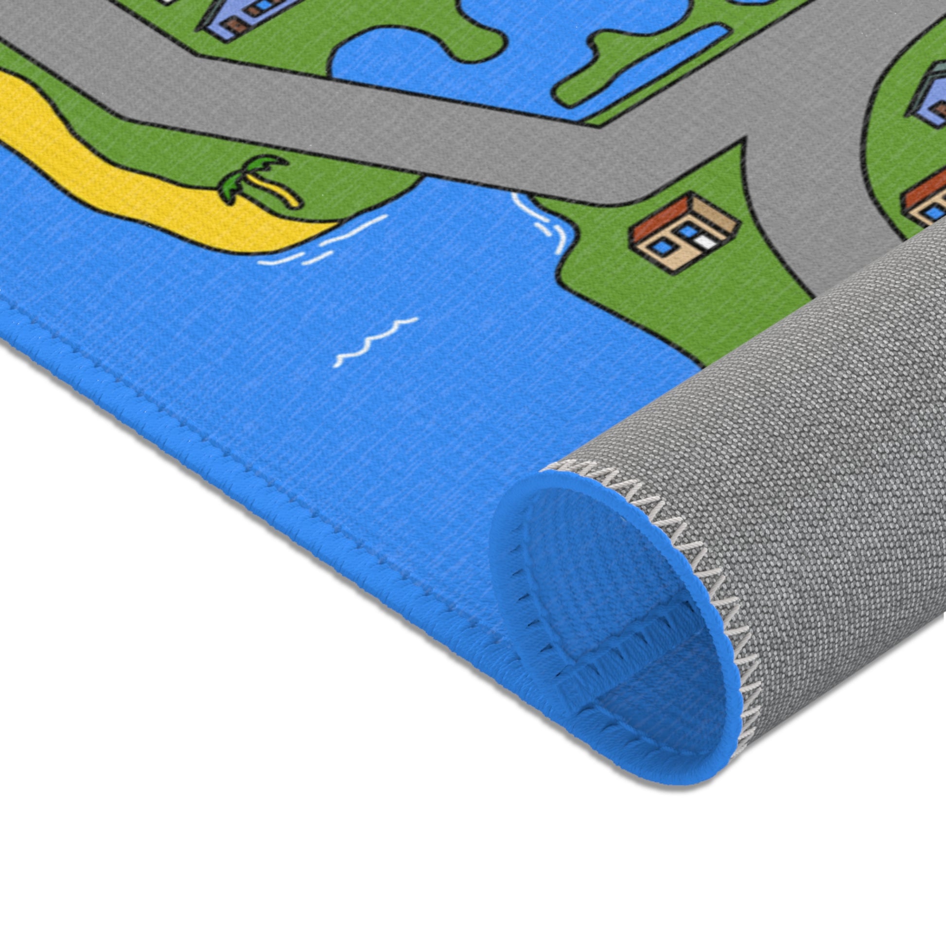 Rolled-up view of the Matcity San Diego Mat, displaying its flexibility, sturdy edges, and durable material.